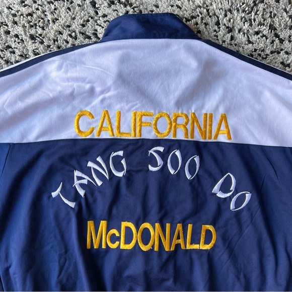 Adidas Vintage Track Jacket Tang Soo Do California Men's Navy Blue White XL - Picture 11 of 16